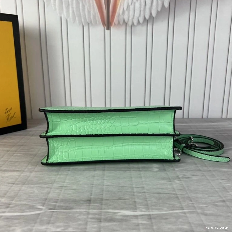 Vintage HOT Crocodile Bag Cut Mini Green Leather Fendi Peekaboo In 0810